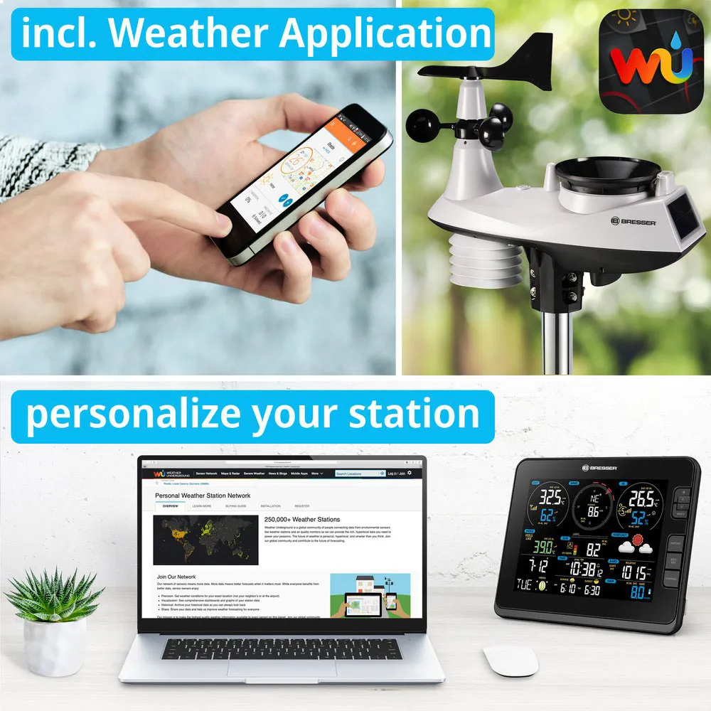 Bresser 7in1 Wifi With Light Intensity And Uv Measurement Function Wsx3001 Cm3lc2 Wetterstation, Black, One Size, EU Plug 220V Bresser 7in1 Wifi With Light Intensity And Uv Measurement Function Wsx3001 Cm3lc2 Wetterstation, Black, One Size, EU Plug 220V