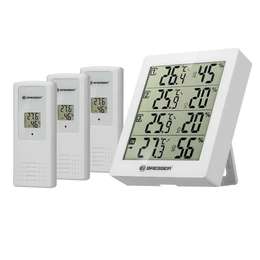 Bresser Temeo Higro Quadro 4 Thermometer Und Hygrometer, White, One Size Bresser Temeo Higro Quadro 4 Thermometer Und Hygrometer, White, One Size