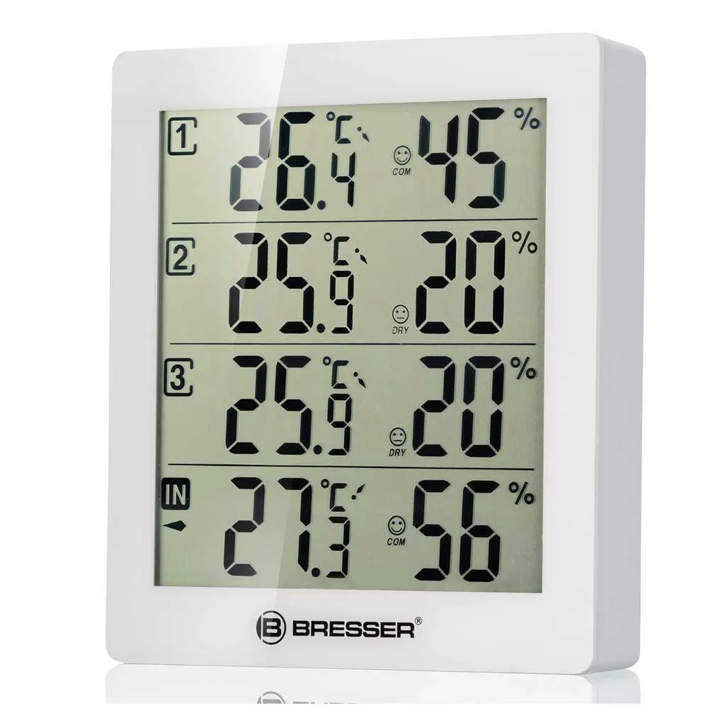 Bresser Temeo Higro Quadro 4 Thermometer Und Hygrometer, White, One Size Bresser Temeo Higro Quadro 4 Thermometer Und Hygrometer, White, One Size
