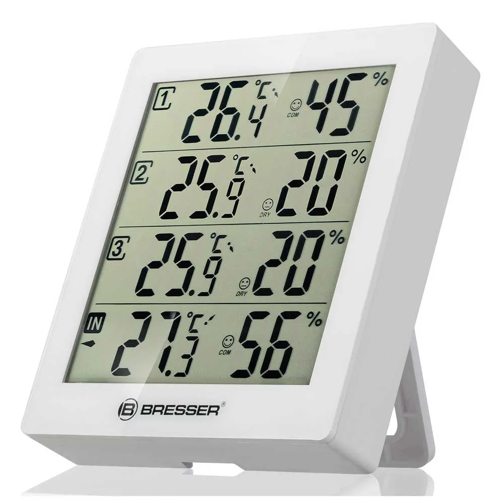 Bresser Temeo Higro Quadro 4 Thermometer Und Hygrometer, White, One Size Bresser Temeo Higro Quadro 4 Thermometer Und Hygrometer, White, One Size