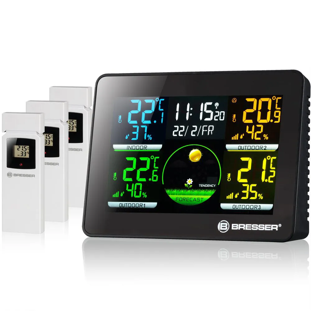 Bresser Thermo Hygro Quadro Nlx 3 Sensors Thermometer Und Hygrometer, Black, One Size Bresser Thermo Hygro Quadro Nlx 3 Sensors Thermometer Und Hygrometer, Black, One Size