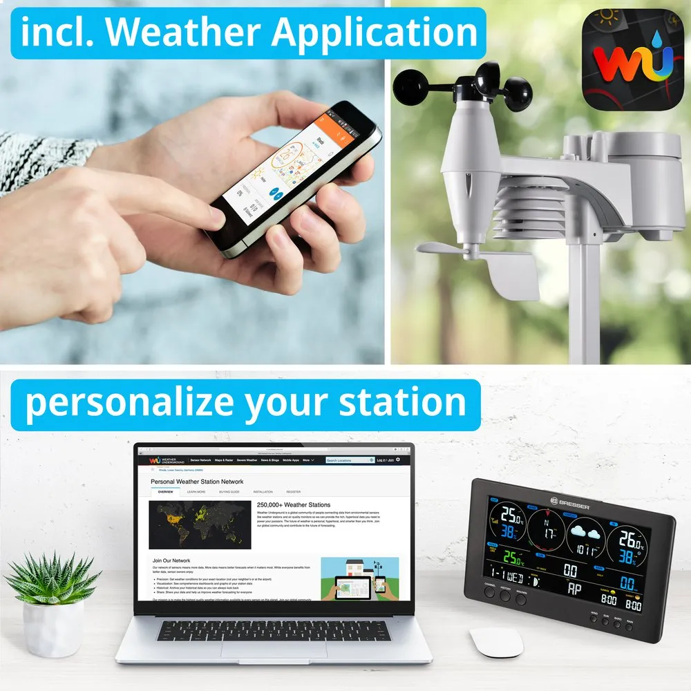 Bresser Wifi Clearview 7-in-1 Sensor Wetterstation, Black / white, One Size, EU Plug 220V Bresser Wifi Clearview 7-in-1 Sensor Wetterstation, Black / white, One Size, EU Plug 220V