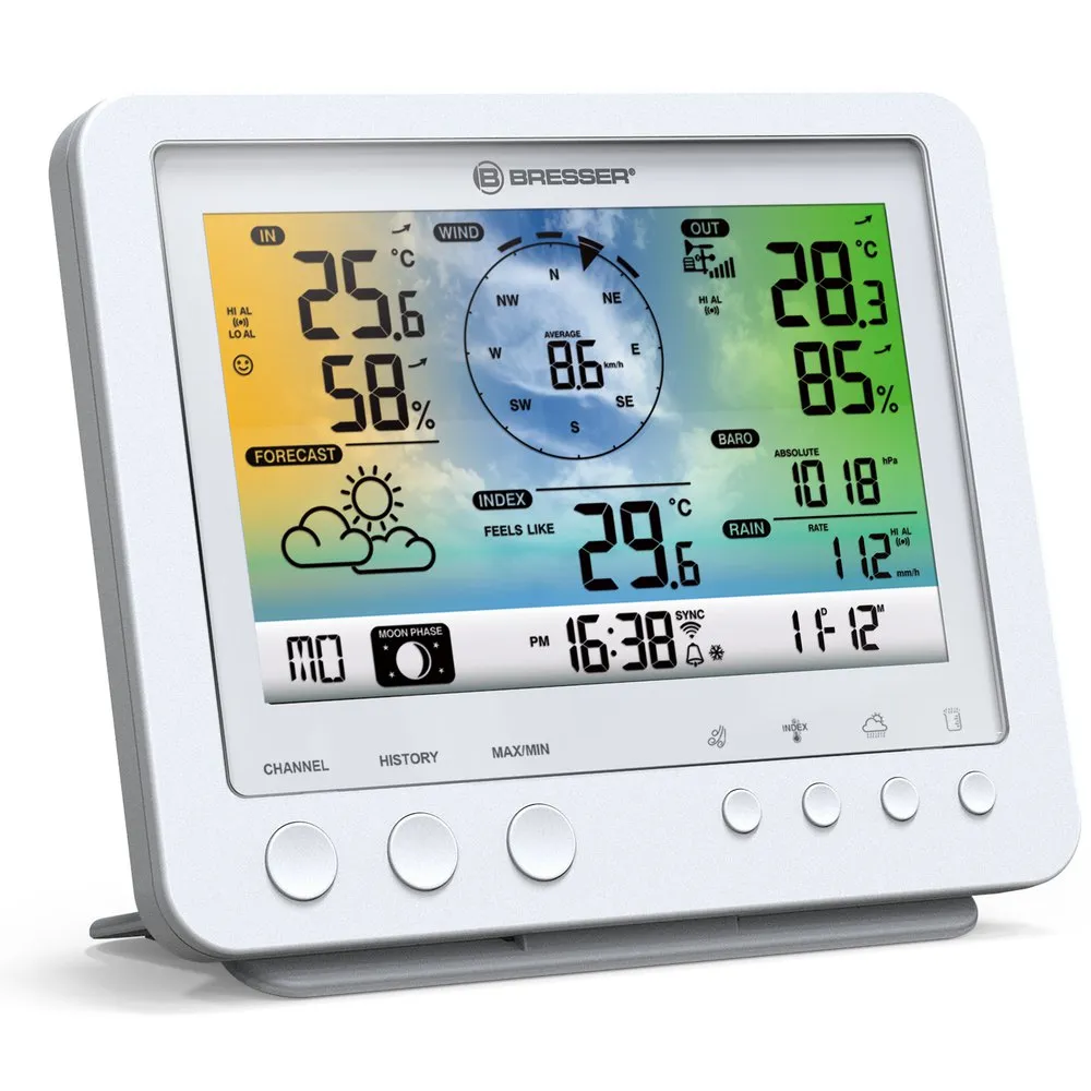 Bresser Wifi Color Weather Center 5in1 Profi Sensor Wetterstation, Black / grey, One Size, EU Plug 220V Bresser Wifi Color Weather Center 5in1 Profi Sensor Wetterstation, Black / grey, One Size, EU Plug 220V