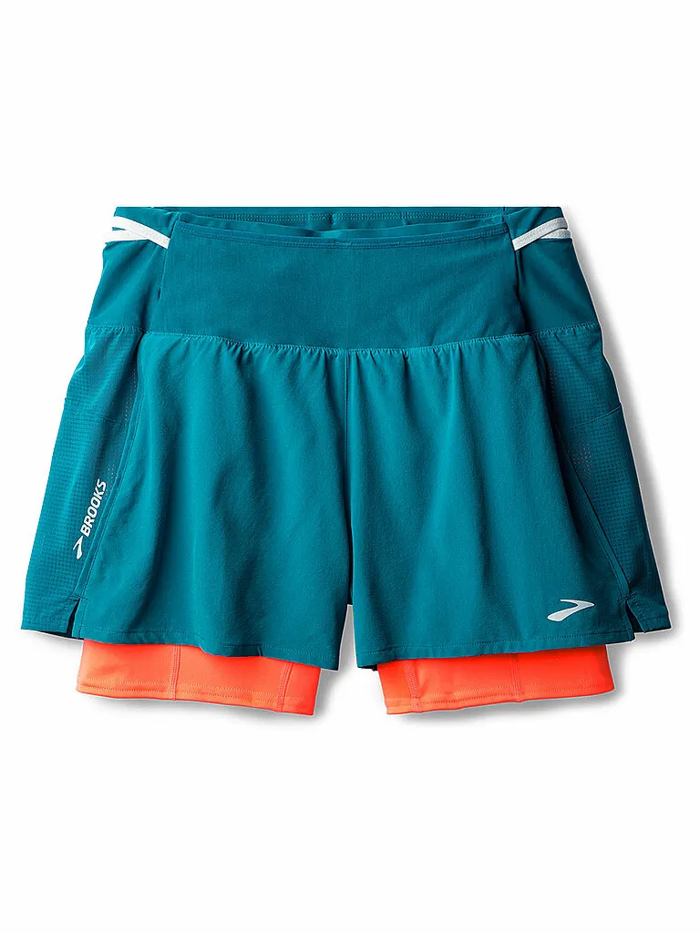 Brooks Damen Laufshort High Point 2in1, Blau Brooks Damen Laufshort High Point 2in1, Blau