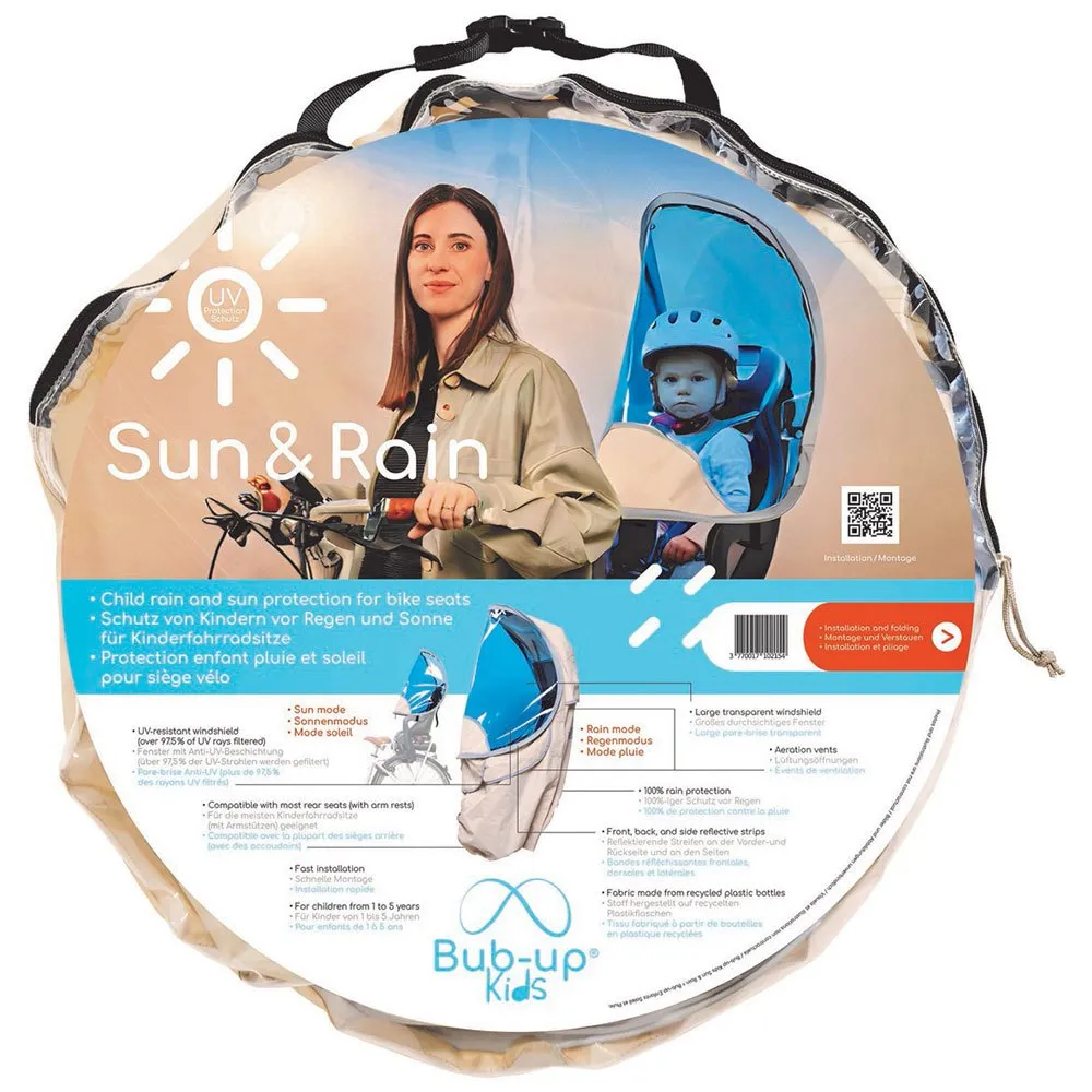 BUB-UP Sonnenschutz Und Regenschutz Für Kinderfahrradsitz, Blue / white, One Size BUB-UP Sonnenschutz Und Regenschutz Für Kinderfahrradsitz, Blue / white, One Size
