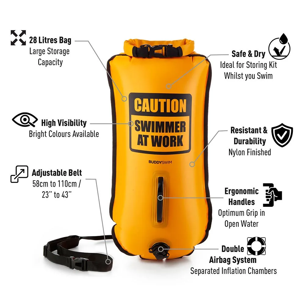Buddyswim Caution Swimmer At Work Boje 28l, Yellow Buddyswim Caution Swimmer At Work Boje 28l, Yellow