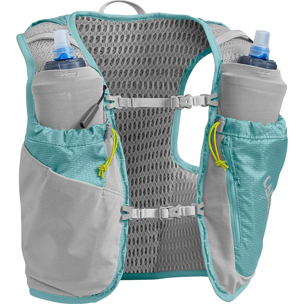 CamelBak Ultra Pro 6l+2 Quick Stow Flasks Trinkweste Für Damen, Aqua sea / silver, M CamelBak Ultra Pro 6l+2 Quick Stow Flasks Trinkweste Für Damen, Aqua sea / silver, M