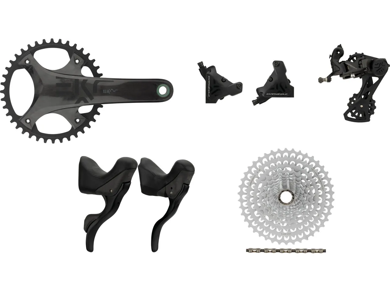 Campagnolo Ekar Gruppe 13-fach 40 mit Scheibenbremse, Schwarz, 175.0mm 40 Zähne/9-42 Campagnolo Ekar Gruppe 13-fach 40 mit Scheibenbremse, Schwarz, 175.0mm 40 Zähne/9-42