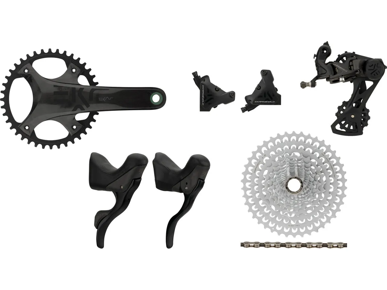 Campagnolo Ekar Gruppe 13-fach 44 mit Scheibenbremse, Schwarz, 170.0mm 44 Zähne/9-42 Campagnolo Ekar Gruppe 13-fach 44 mit Scheibenbremse, Schwarz, 170.0mm 44 Zähne/9-42