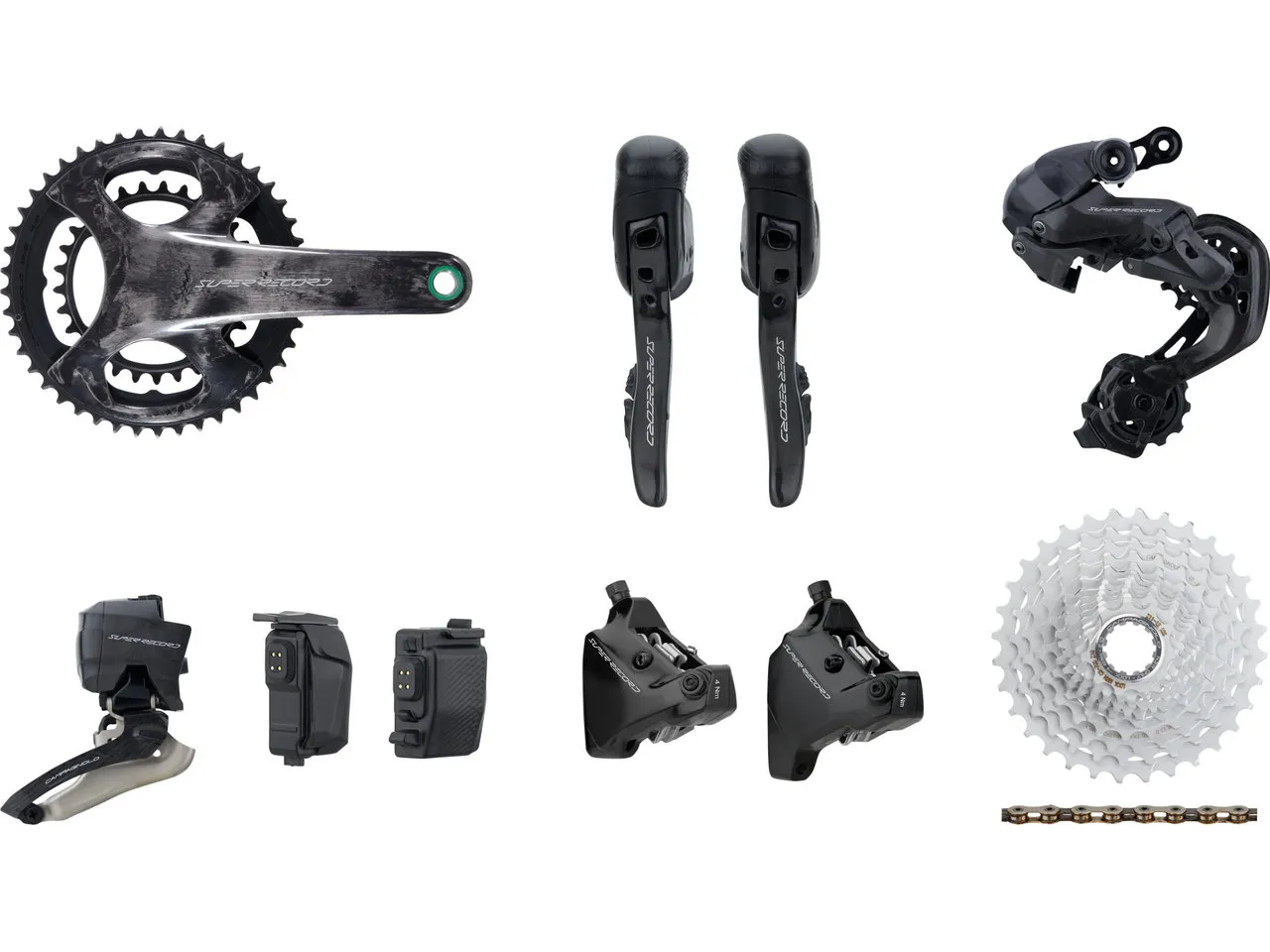 Campagnolo Super Record Wireless Gruppe 2x12-fach 29-45 140/160, Schwarz, 170.0mm 29-45/10-27 Campagnolo Super Record Wireless Gruppe 2x12-fach 29-45 140/160, Schwarz, 170.0mm 29-45/10-27