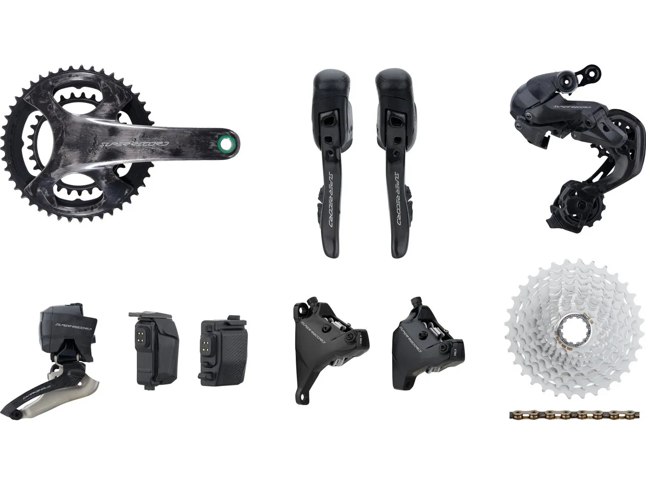 Campagnolo Super Record Wireless Gruppe 2x12-fach 29-45 160/160, Schwarz, 165.0mm 29-45/10-29 Campagnolo Super Record Wireless Gruppe 2x12-fach 29-45 160/160, Schwarz, 165.0mm 29-45/10-29