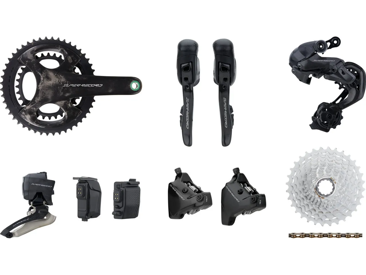 Campagnolo Super Record Wireless Gruppe 2x12-fach 32-48 140/160, Schwarz, 175.0mm 32-48/10-27 Campagnolo Super Record Wireless Gruppe 2x12-fach 32-48 140/160, Schwarz, 175.0mm 32-48/10-27