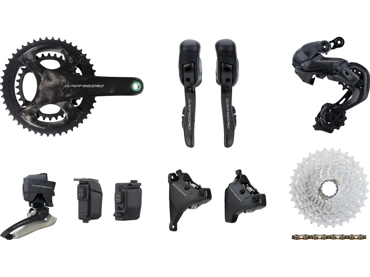 Campagnolo Super Record Wireless Gruppe 2x12-fach 32-48 160/160, Schwarz, 165.0mm 32-48/10-27