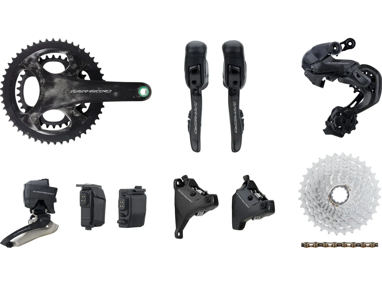 Campagnolo Super Record Wireless Gruppe 2x12-fach 34-50 160/160, Schwarz, 170.0mm 34-50/10-29 Campagnolo Super Record Wireless Gruppe 2x12-fach 34-50 160/160, Schwarz, 170.0mm 34-50/10-29