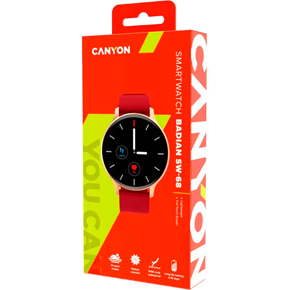 Canyon Badian Sw-68rr Smartwatch, Red / gold Canyon Badian Sw-68rr Smartwatch, Red / gold