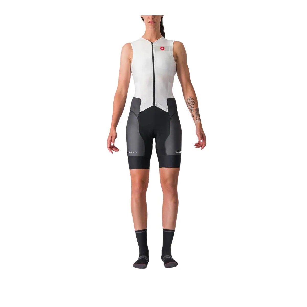 Castelli Ärmelloser Free Sanremo Trisuit Damen, Weiß schwarz Castelli Ärmelloser Free Sanremo Trisuit Damen, Weiß schwarz
