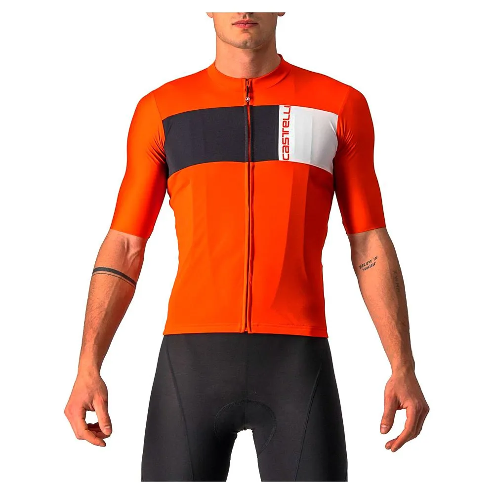 Castelli Prologo 7 Kurzarm-radtrikot, Fiery red / light black / ivory, XXL