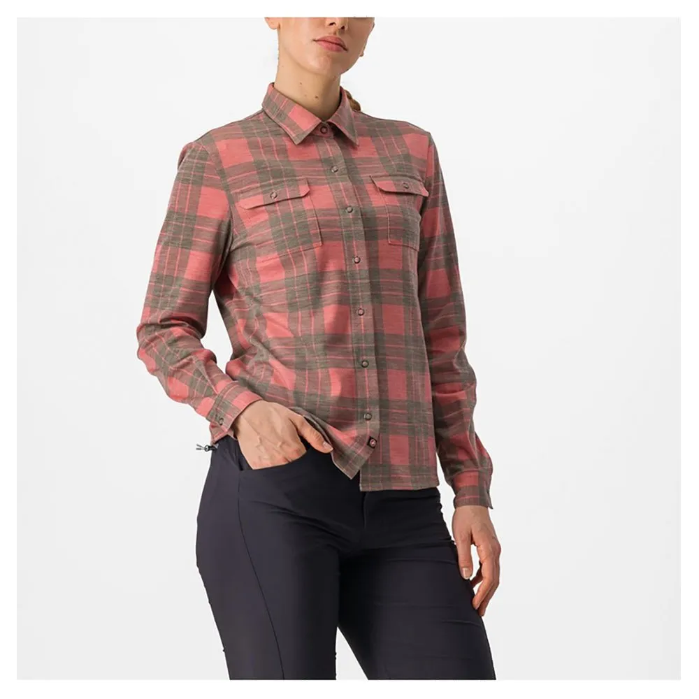Castelli Unlimitd Flannel Langarmhemd, Mineral red / tarmac, S Castelli Unlimitd Flannel Langarmhemd, Mineral red / tarmac, S