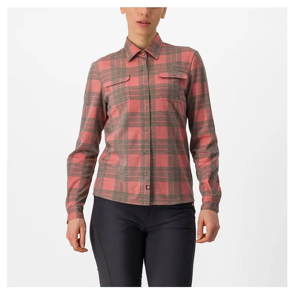 Castelli Unlimitd Flannel Langarmhemd, Mineral red / tarmac, S Castelli Unlimitd Flannel Langarmhemd, Mineral red / tarmac, S