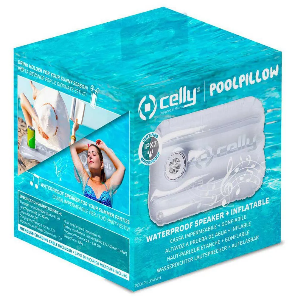 Celly Poolpillow Wp Lautsprecher + Aufblasbar, White, One Size Celly Poolpillow Wp Lautsprecher + Aufblasbar, White, One Size