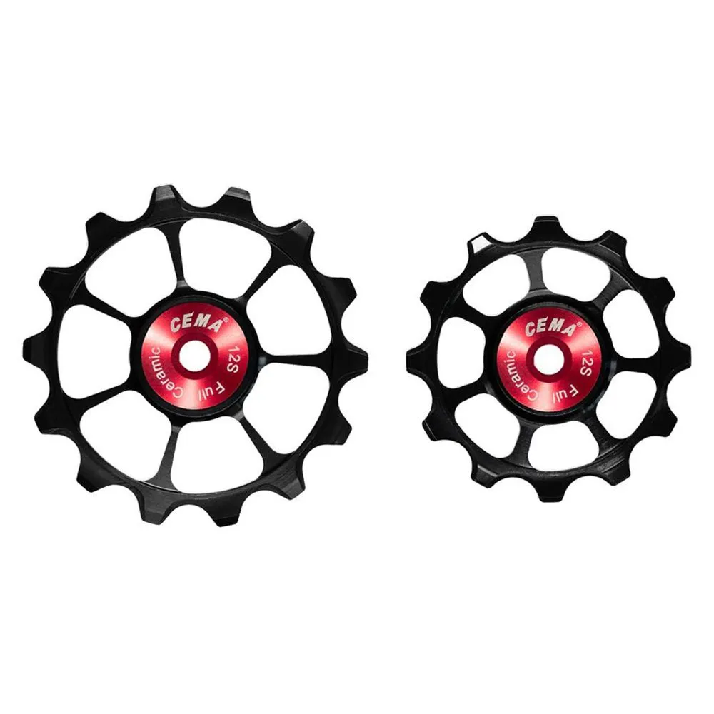 Cema Axs 12s 14t Ceramic Fahrrad-schaltröllchensatz, Black / red, 24mm, 77mm Cema Axs 12s 14t Ceramic Fahrrad-schaltröllchensatz, Black / red, 24mm, 77mm