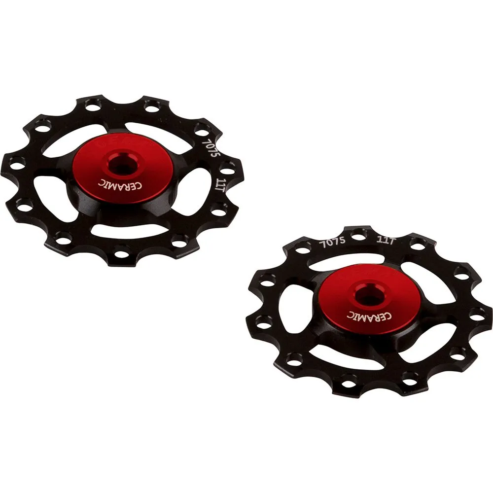 Cema Shimano/sram Ceramic Fahrrad-schaltröllchensatz, Black / red, 9-11s Cema Shimano/sram Ceramic Fahrrad-schaltröllchensatz, Black / red, 9-11s
