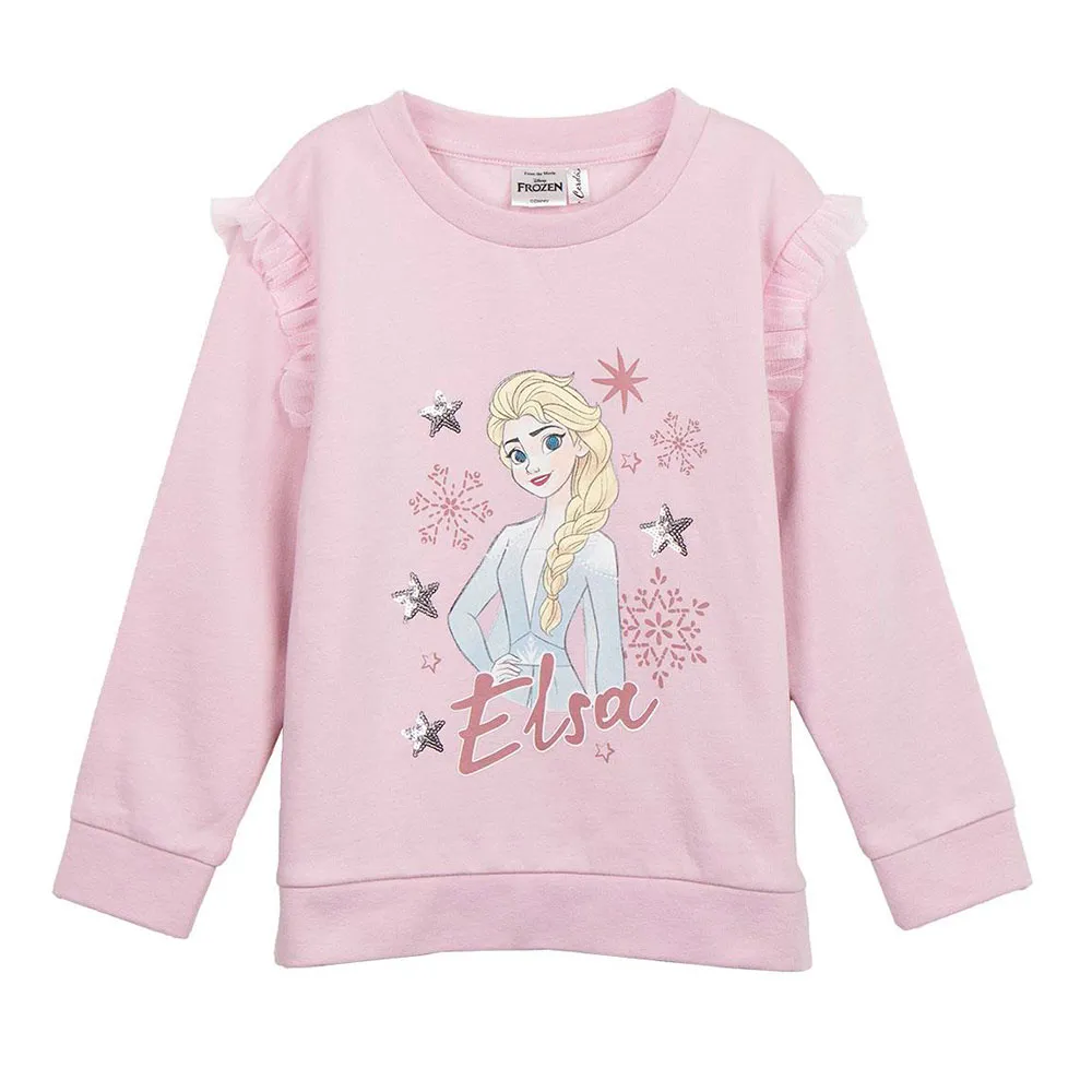 Cerda Group Cotton Brushed Frozen Sweatshirt, Light pink, 6Y