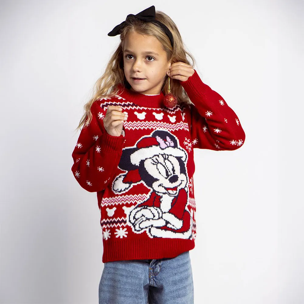 Cerda Group Knitted Christmas Minnie Pullover, Red, 6Y Cerda Group Knitted Christmas Minnie Pullover, Red, 6Y