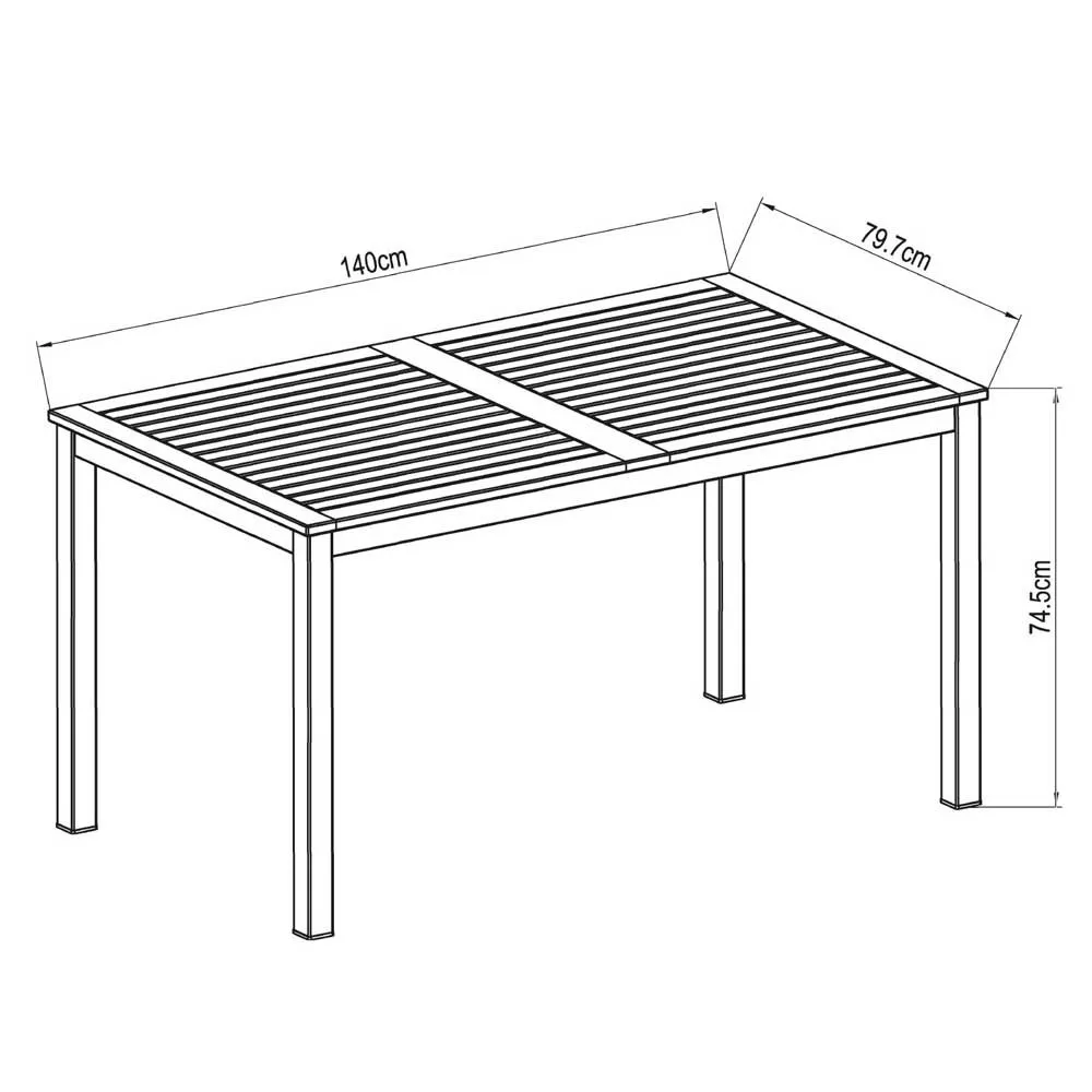 Chillvert Napoles Fsc Eukalyptus Rechteckiger Tisch 140x79.7x74.4 Cm, Grey / wooden, One Size Chillvert Napoles Fsc Eukalyptus Rechteckiger Tisch 140x79.7x74.4 Cm, Grey / wooden, One Size