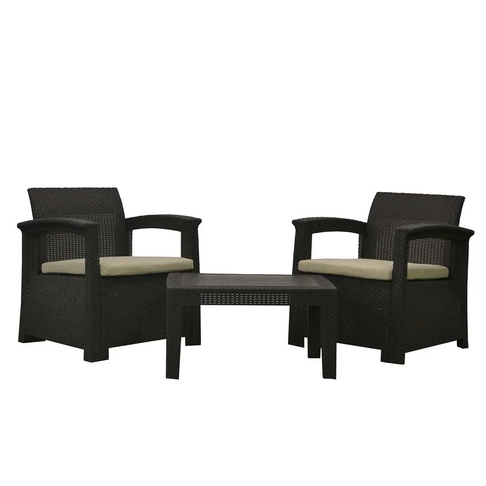 Chillvert Perugia Harz-gartenmöbel-set Mit Rattan-effekt unisex, Chocolate / beige, One Size