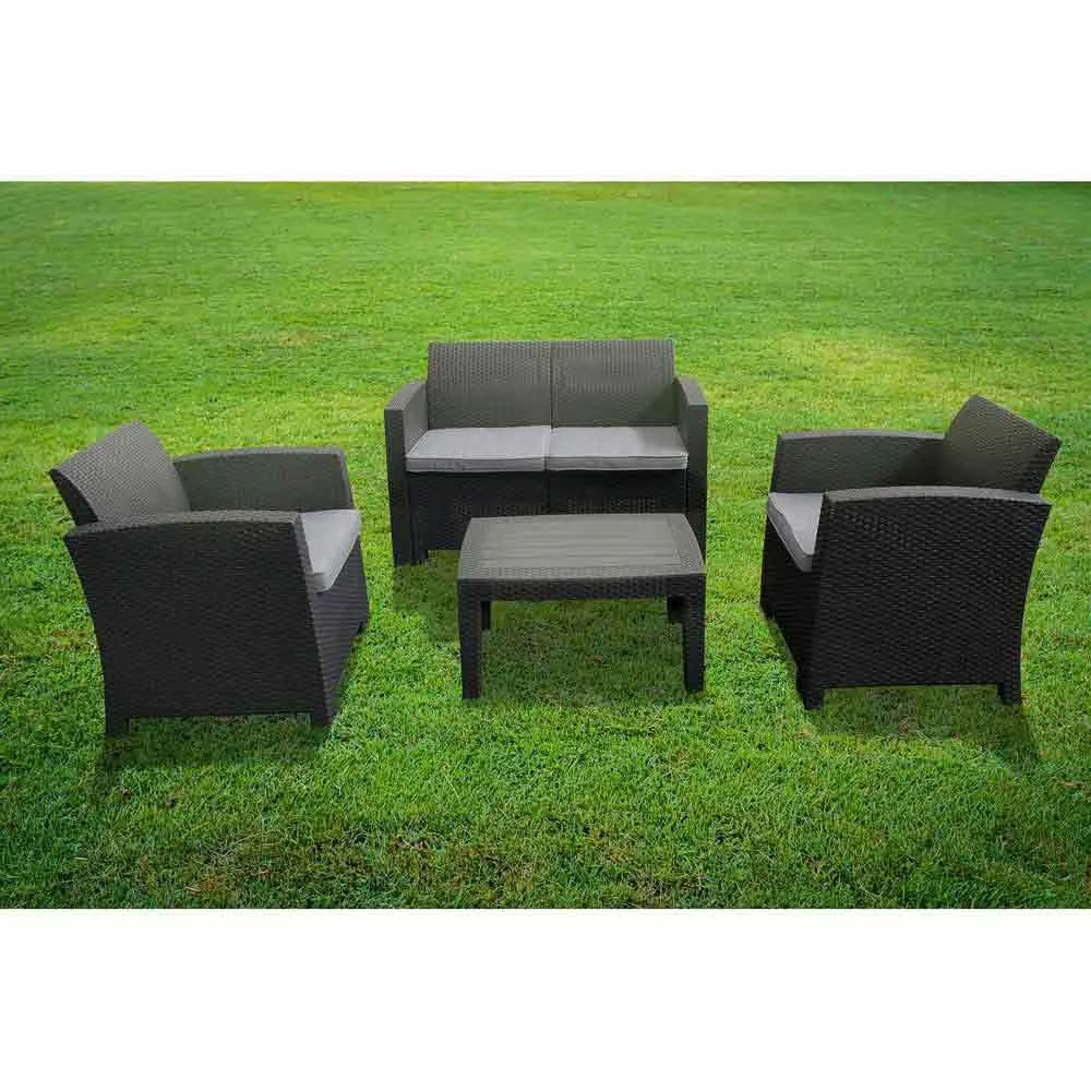 Chillvert Siena Harz-gartenmöbel-set Mit Rattan-effekt, Anthracite / grey, One Size Chillvert Siena Harz-gartenmöbel-set Mit Rattan-effekt, Anthracite / grey, One Size