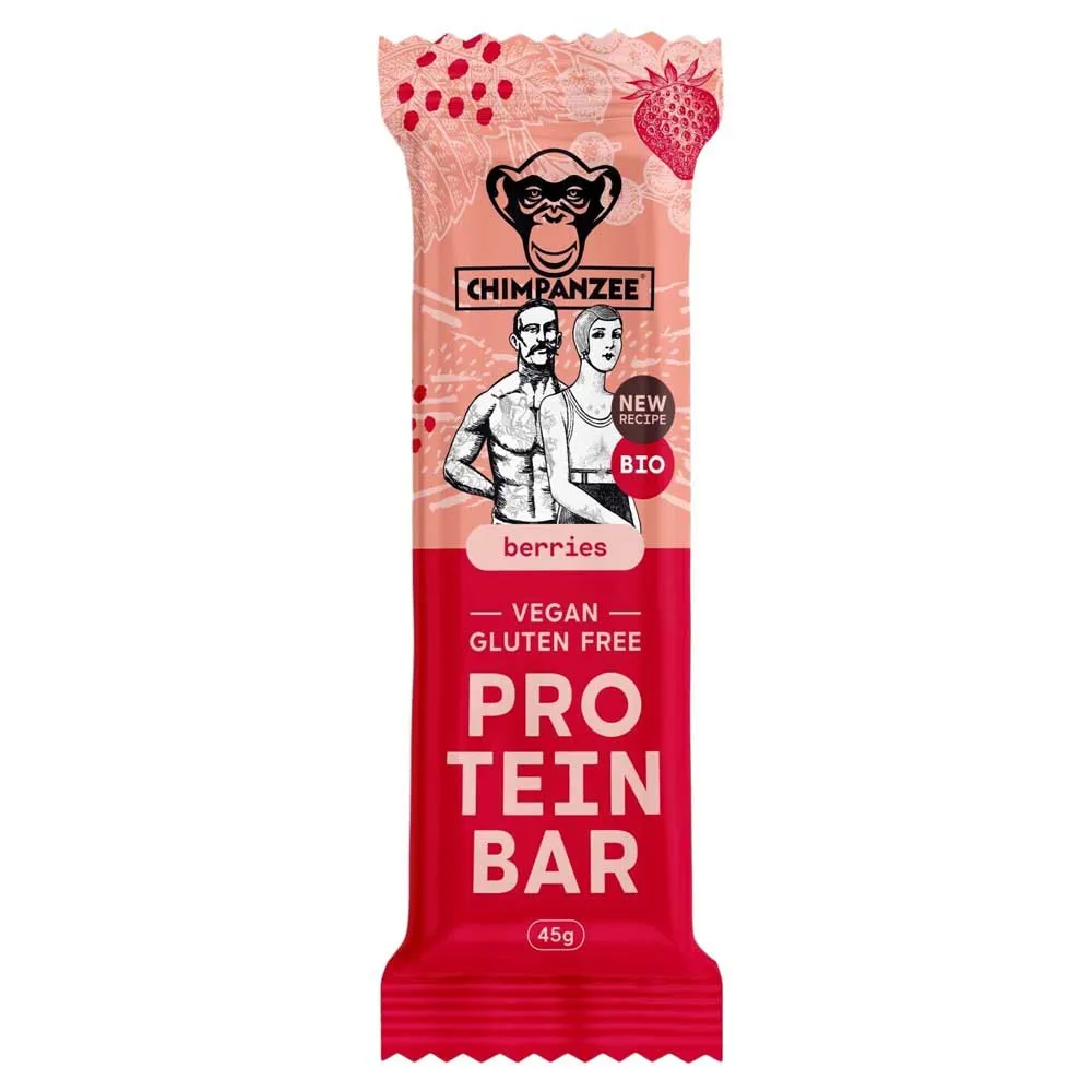 Chimpanzee Bio Proteinriegelbox Beeren 45g 20 Einheiten, Red, One Size Chimpanzee Bio Proteinriegelbox Beeren 45g 20 Einheiten, Red, One Size