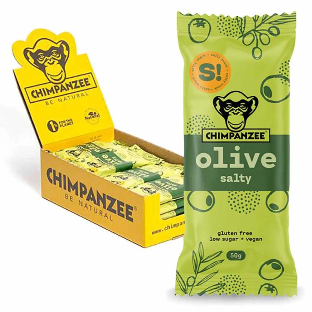 Chimpanzee Vegan/free Gluten 50g Olive Proteinriegelbox 20 Einheiten, Multicolor, One Size Chimpanzee Vegan/free Gluten 50g Olive Proteinriegelbox 20 Einheiten, Multicolor, One Size