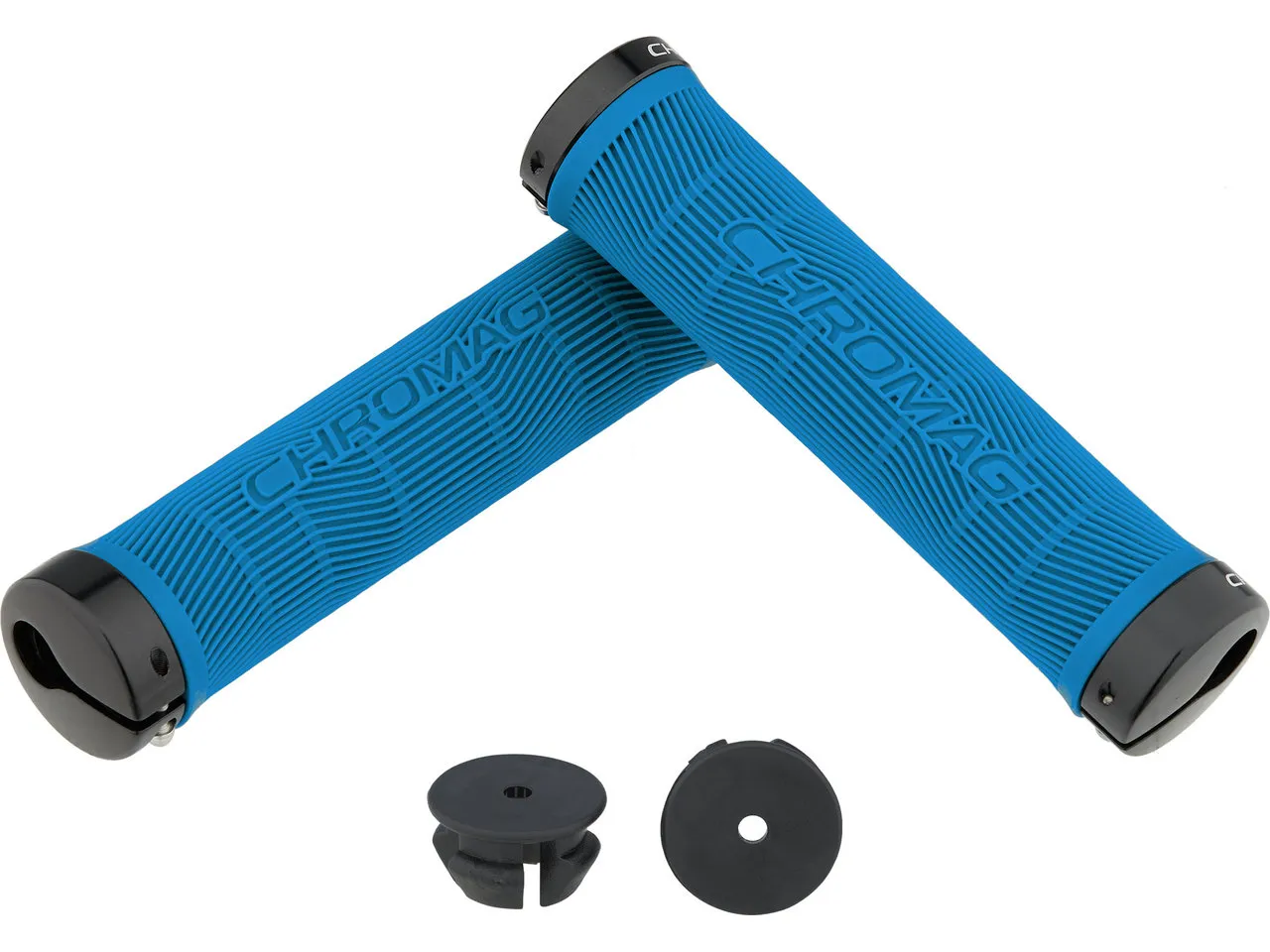 Chromag Palmskin Lock On Lenkergriffe, Blue-black, 142mm Chromag Palmskin Lock On Lenkergriffe, Blue-black, 142mm