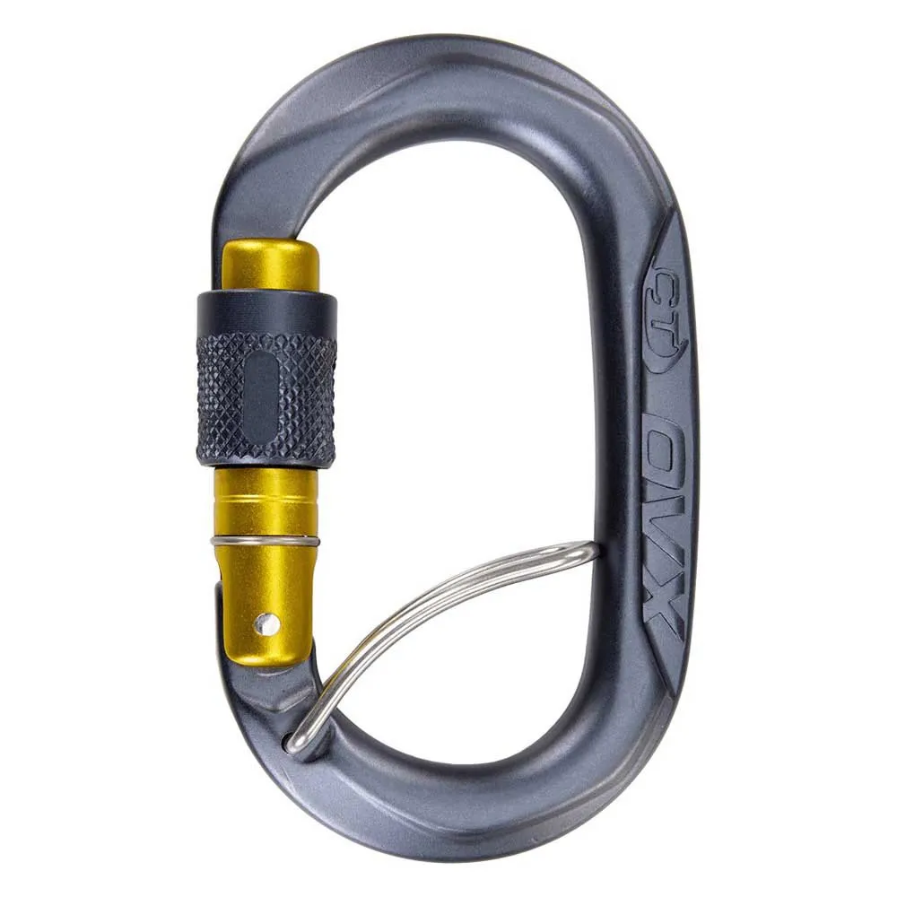 Climbing Technology Ovx Sgl Karabinerhaken, Anthracite / mustard, One Size