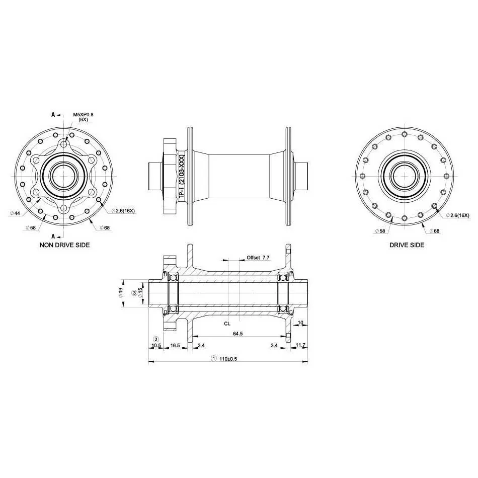 Con-Tec Core Boost 6b Disc Vorderradnabe, Black, 32H, 15 x 110mm Con-Tec Core Boost 6b Disc Vorderradnabe, Black, 32H, 15 x 110mm