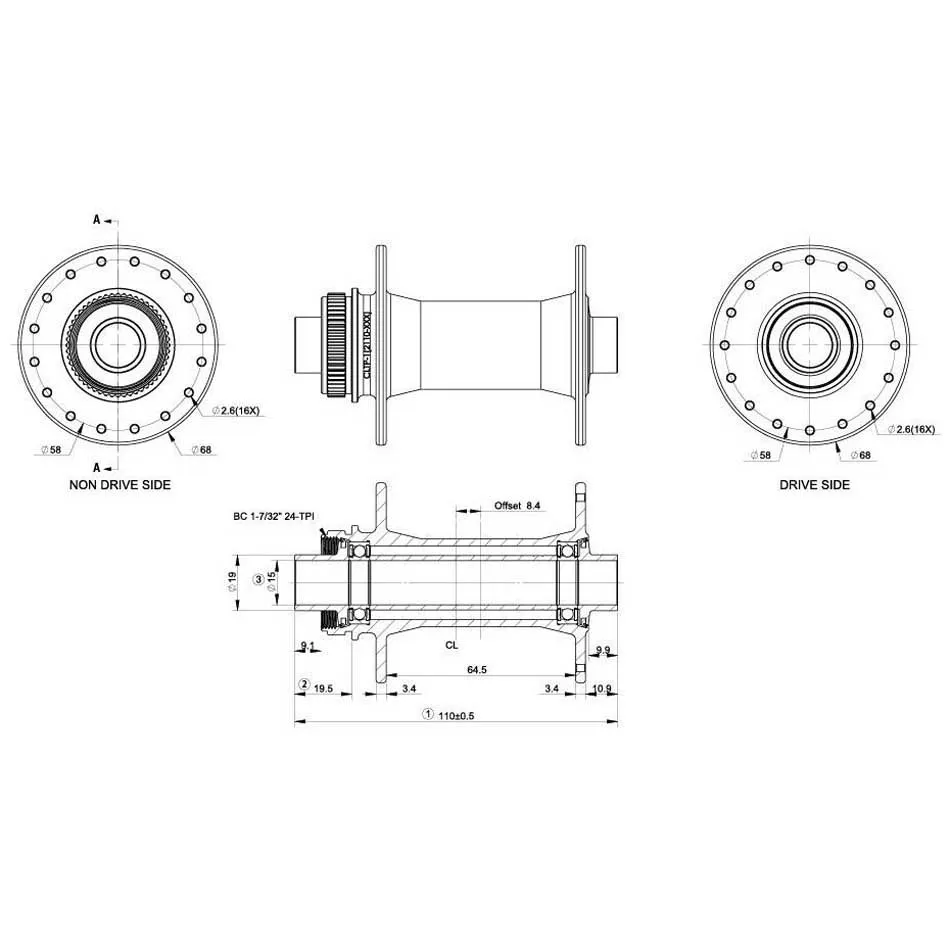 Con-Tec Core Boost Cl Disc Vorderradnabe, Black, 32H, 15 x 110mm Con-Tec Core Boost Cl Disc Vorderradnabe, Black, 32H, 15 x 110mm