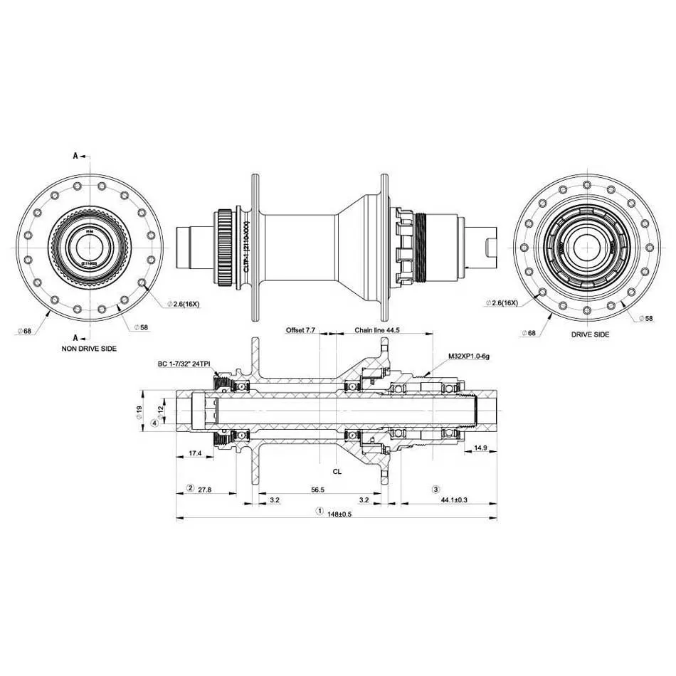 Con-Tec Core Cl Disc Sram Xd Hinterradnabe, Black, 32H, 12 x 142mm Con-Tec Core Cl Disc Sram Xd Hinterradnabe, Black, 32H, 12 x 142mm