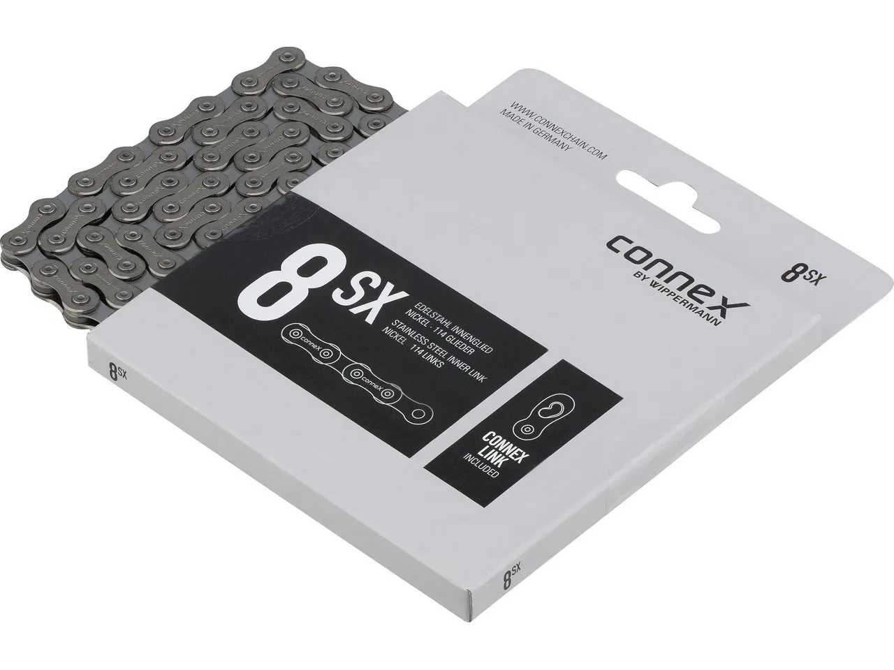 Connex 8sX 8-fach Edelstahl Kette, Silber, 8 fach Connex 8sX 8-fach Edelstahl Kette, Silber, 8 fach
