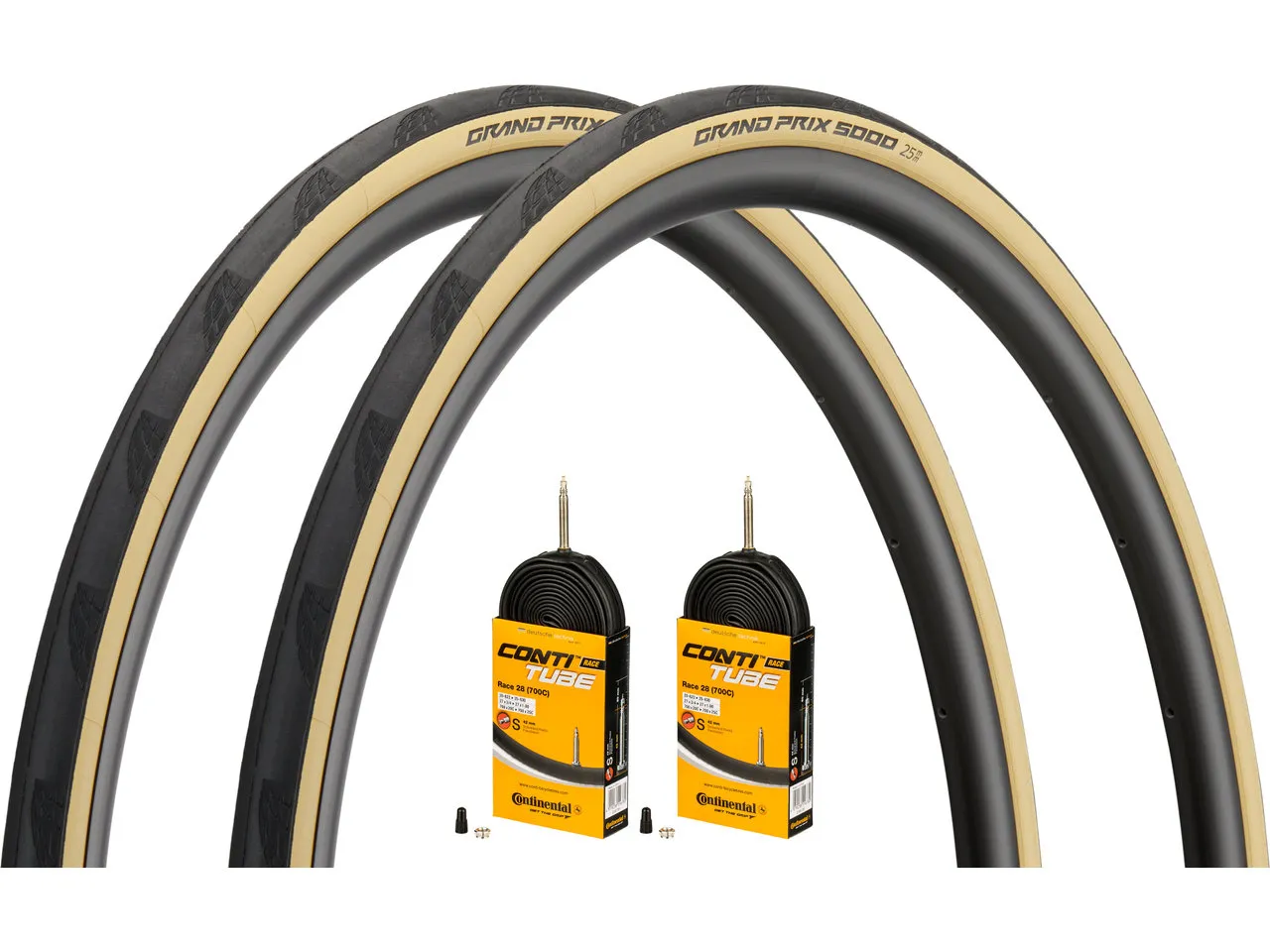 Continental Grand Prix 5000 28" Faltreifen 2er-Set + Race Schläuche 28, Schwarz, 28-622 (700 x 28C) SV 42mm Continental Grand Prix 5000 28" Faltreifen 2er-Set + Race Schläuche 28, Schwarz, 28-622 (700 x 28C) SV 42mm