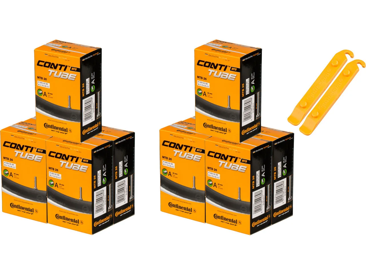 Continental Schlauch MTB 26 - 10 Stück + 2 Reifenheber gratis, Schwarz Continental Schlauch MTB 26 - 10 Stück + 2 Reifenheber gratis, Schwarz