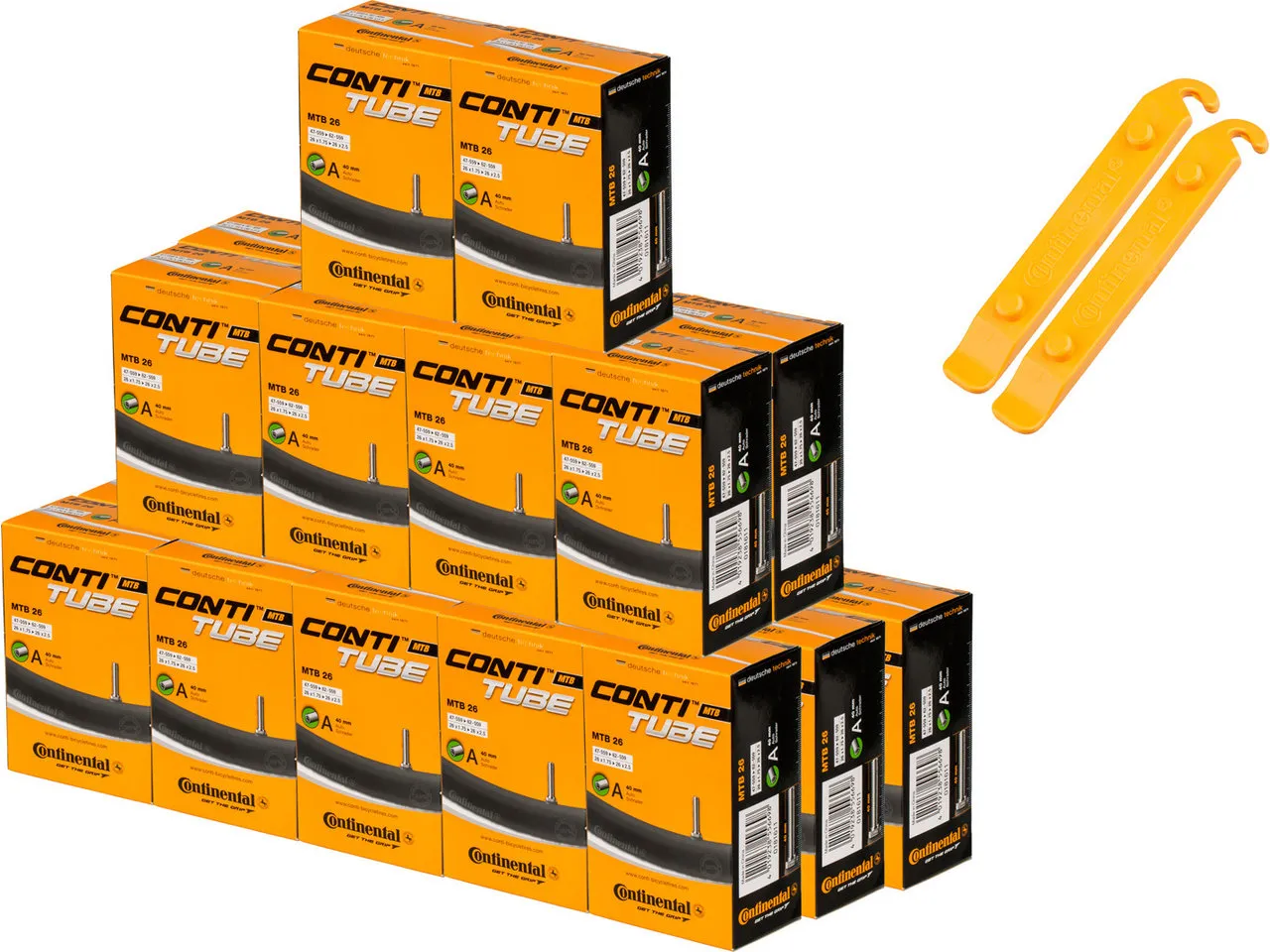 Continental Schlauch MTB 26 - 25 Stück + 2 Reifenheber gratis, Schwarz Continental Schlauch MTB 26 - 25 Stück + 2 Reifenheber gratis, Schwarz