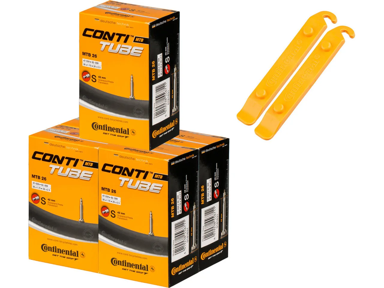 Continental Schlauch MTB 26 - 5 Stück + 2 Reifenheber gratis, Schwarz Continental Schlauch MTB 26 - 5 Stück + 2 Reifenheber gratis, Schwarz