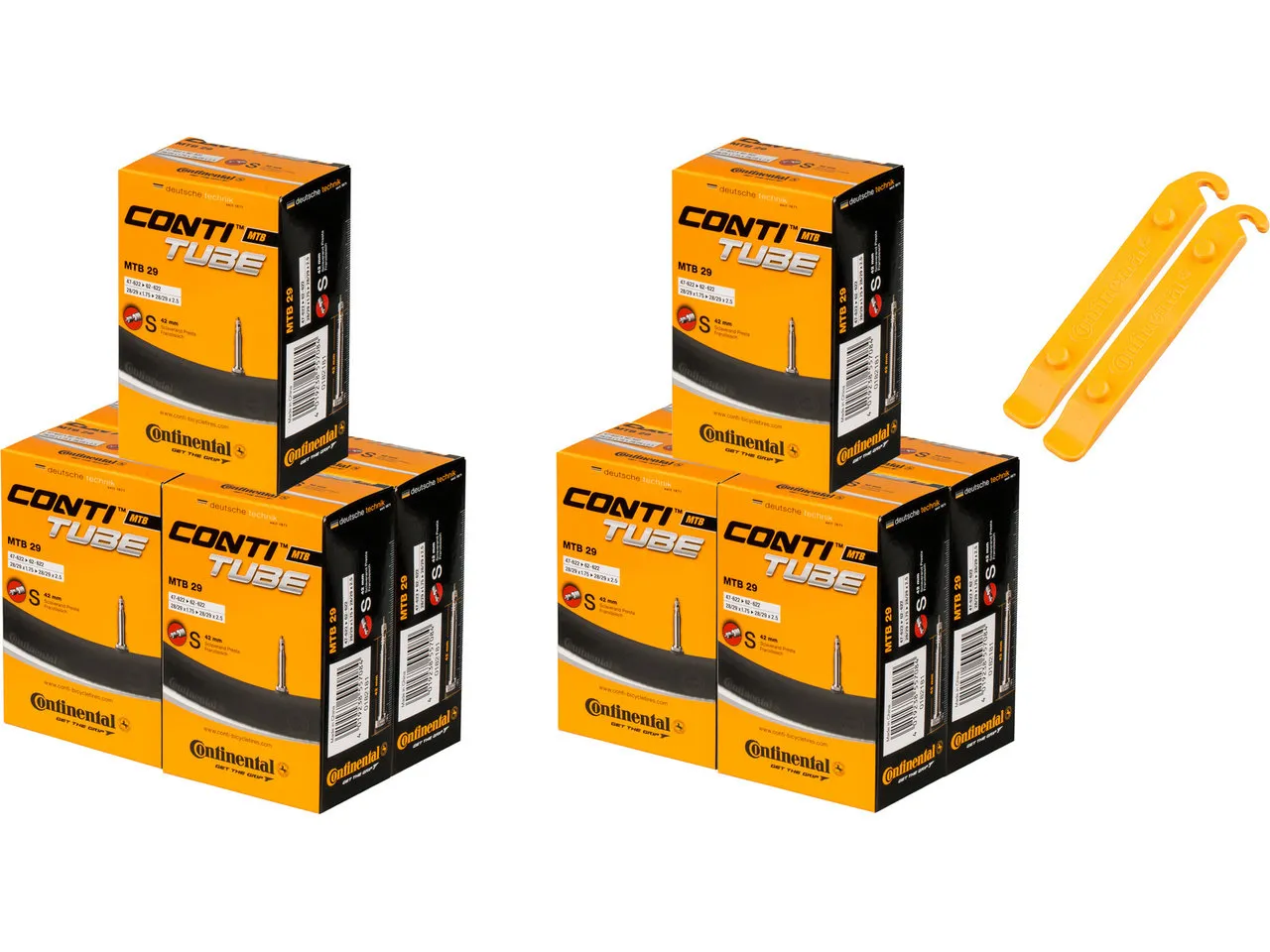 Continental Schlauch MTB 29 - 10 Stück + 2 Reifenheber gratis, Schwarz Continental Schlauch MTB 29 - 10 Stück + 2 Reifenheber gratis, Schwarz