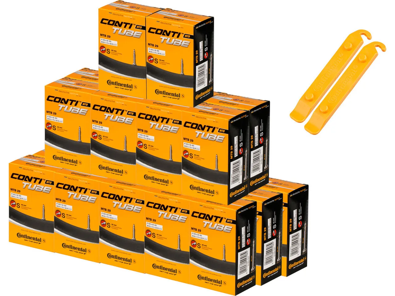 Continental Schlauch MTB 29 - 25 Stück + 2 Reifenheber gratis, Schwarz Continental Schlauch MTB 29 - 25 Stück + 2 Reifenheber gratis, Schwarz