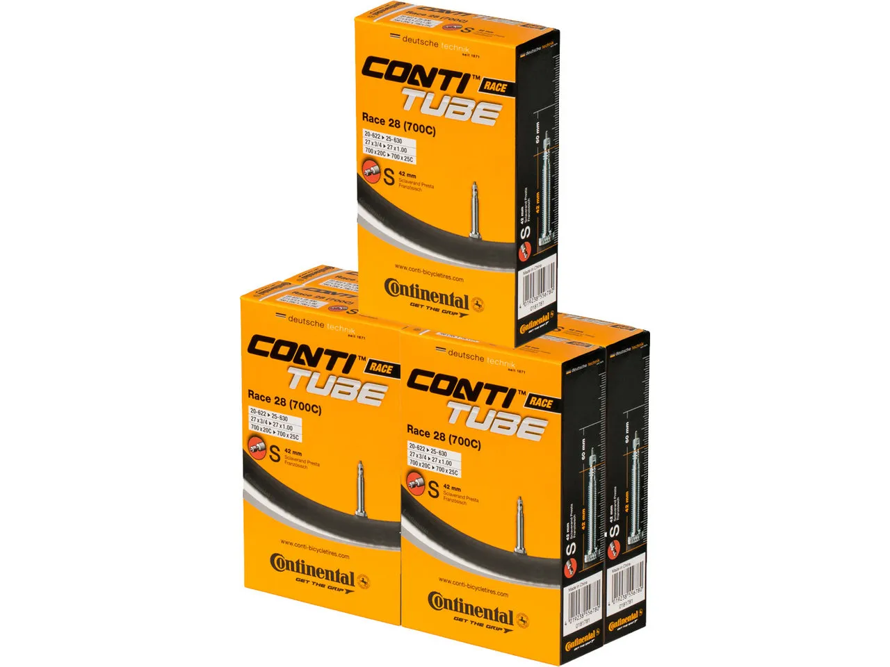 Continental Schlauch Race 28 - 5 Stück, 20-25 x 622-630 SV 80mm Continental Schlauch Race 28 - 5 Stück, 20-25 x 622-630 SV 80mm