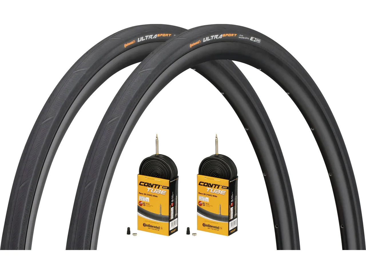 Continental Ultra Sport III 28" Faltreifen 2er-Set + Race Wide Schläuche 28, Schwarz, 28-622 (700 x 28C) SV 42mm Continental Ultra Sport III 28" Faltreifen 2er-Set + Race Wide Schläuche 28, Schwarz, 28-622 (700 x 28C) SV 42mm