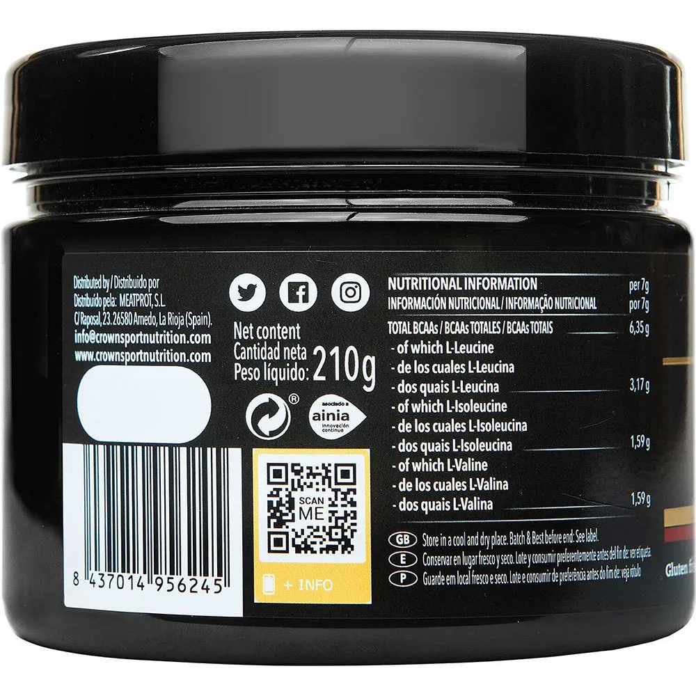 Crown Sport Nutrition Bcaas Instant Pulver Grüner Apfel 210g, Black, One Size Crown Sport Nutrition Bcaas Instant Pulver Grüner Apfel 210g, Black, One Size