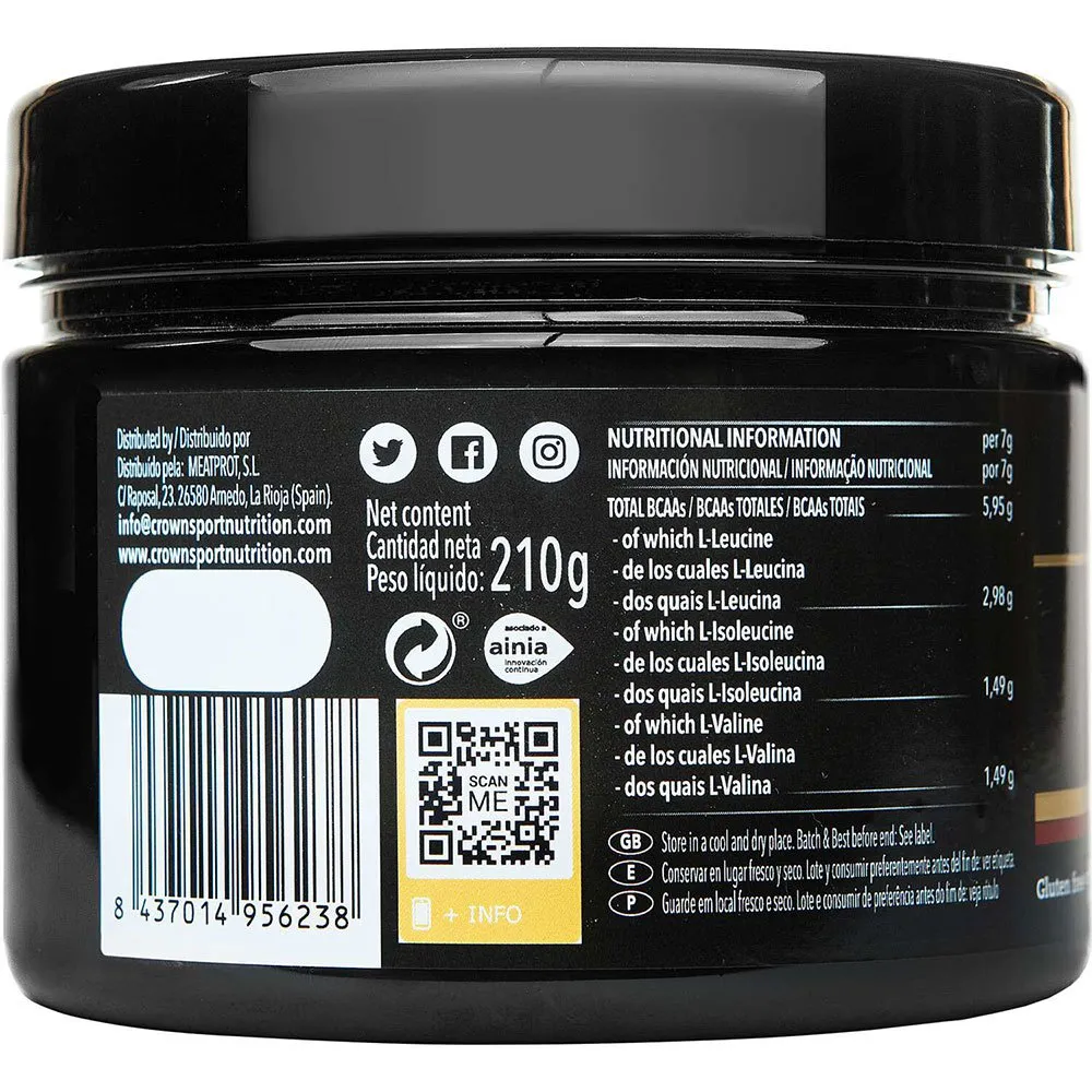 Crown Sport Nutrition Bcaas Instant Pulver Zitrone 210g, Black, One Size Crown Sport Nutrition Bcaas Instant Pulver Zitrone 210g, Black, One Size