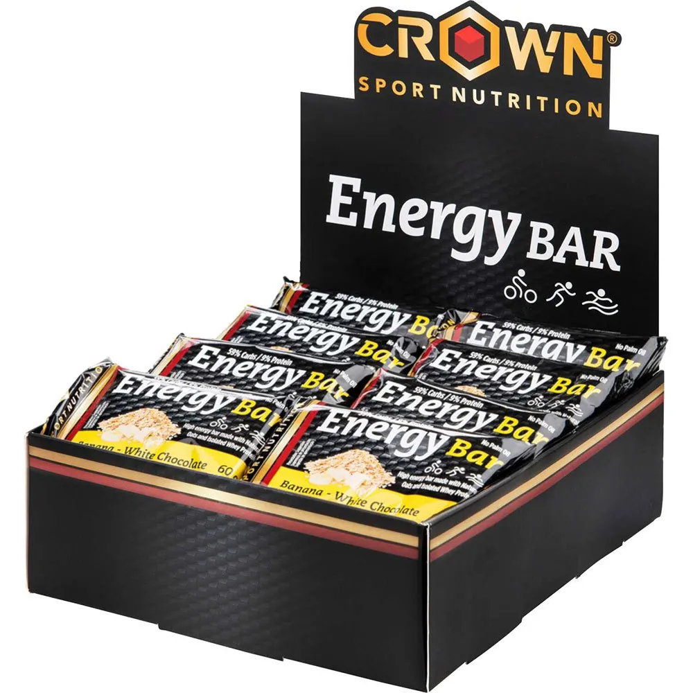 Crown Sport Nutrition Energie-riegel-box Weiße Schokolade Banane 60g 12 Einheiten, Black / yellow, One Size Crown Sport Nutrition Energie-riegel-box Weiße Schokolade Banane 60g 12 Einheiten, Black / yellow, One Size